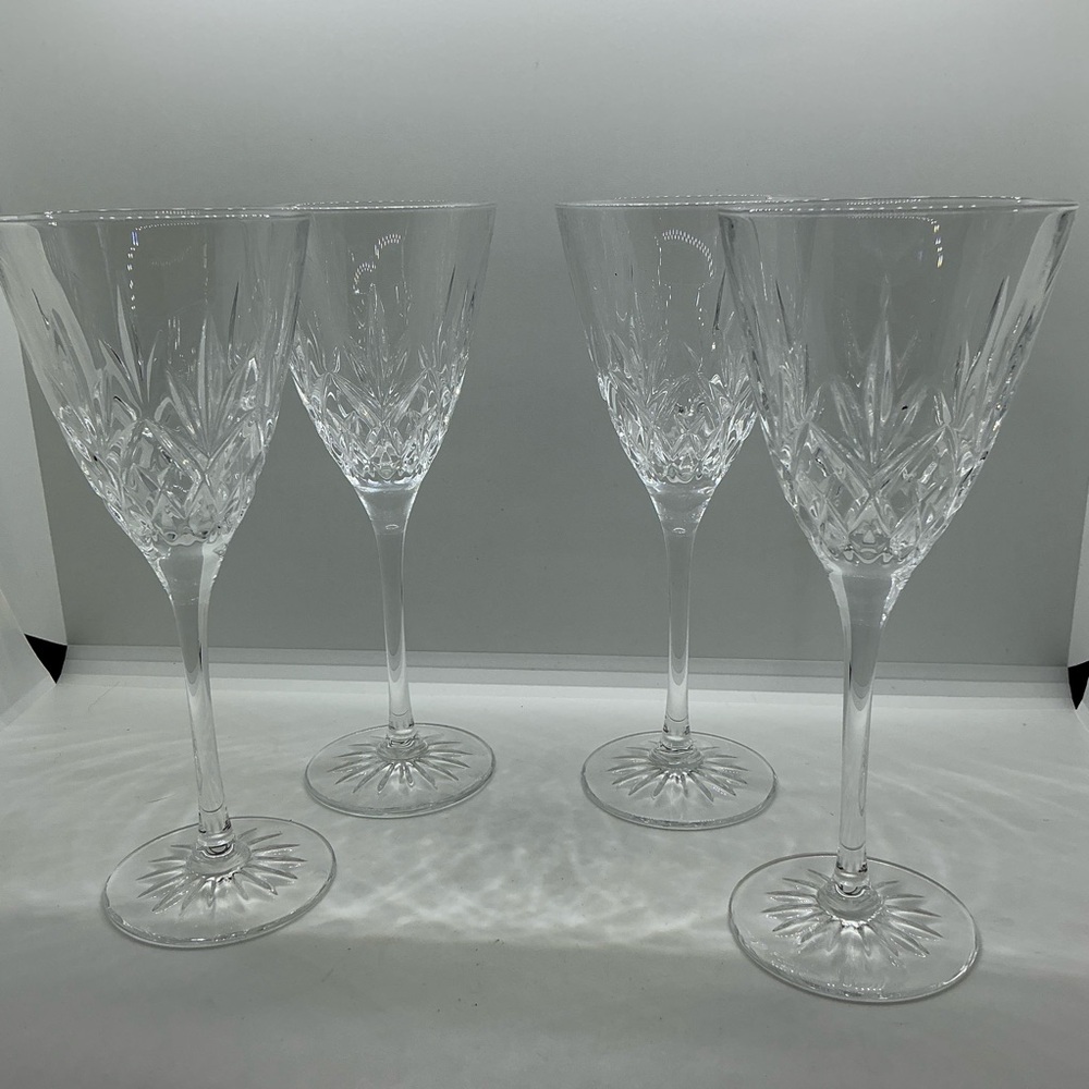 Princess House Blown Glass Royal Highlights Pattern Wine Goblet Set Of 4